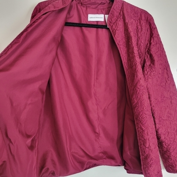 Alfred Dunner Women' Size 10 Burgundy Quilted Open Front Jacket Fall Cozy Granny - Picture 7 of 10